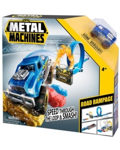 Set de joaca cu masinute si pista Metal Machines - Road Rampage