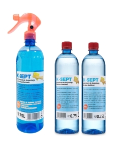 Pachet K-SEPT Virucid Dezinfectant suprafete pe baza de alcool 75%, cu pulverizator, 750 ml + Dezinfectant suprafete rezerva