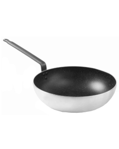 Tigaie wok profesionala, 28 cm diametru x 7,5 cm inaltime, baza 21 cm, aluminiu, strat anti-aderent tip marmura, Hendi, potrivita pentru toate sursele de caldura