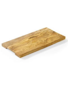 Tocator dreptunghiular cu manere canelate, Hendi, lemn de maslin, 250x150x(H)18 mm