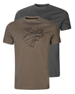 Tricou De Vanatoare Graphic T-Shirt 2-Pack Brown Granite/Phantom Harkila