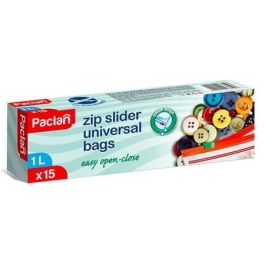 Paclan Pungi alimentare inchidere cu fermoar zip ,1 l x 15 buc