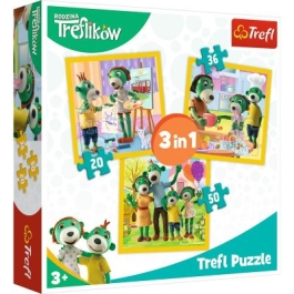 Puzzle 3 in 1 - Distractie in familia Trefiliki, 20/36/50 piese