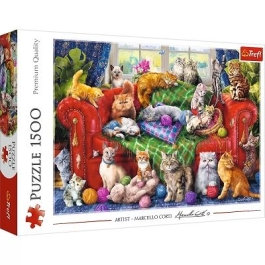 Puzzle 1500 piese Pisicute pe canapea Trefl