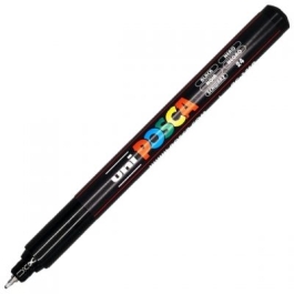 Marker UNI PC-1MR 0. 7 mm varf metalic fin negru Posca