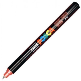 Marker UNI PC-1MR 0. 7 mm varf metalic fin rosu metalizat Posca