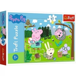 Puzzle 30 piese Peppa Pig in drumetie Trefl
