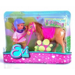 Set Papusica Evi cu calut maro deschis