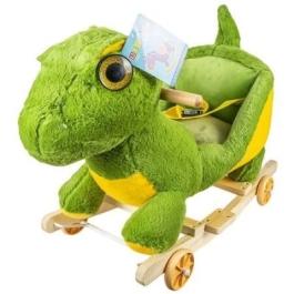 Balansoar pentru bebelusi Dinozaur lemn  plus cu rotile