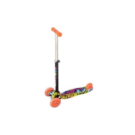 Trotineta cadru metal 3 roti leduri desene 76 cm portocalie