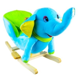 Elefant Balansoar pentru bebelusi lemn  plus albastru 60x34x45 cm