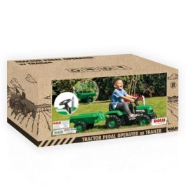 Tractor cu pedale si Remorca verde 53x143x45 cm