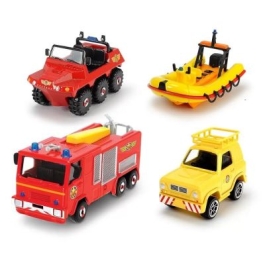 Pompierul Sam Set 4 vehicule din metal cu barca scara 1 64