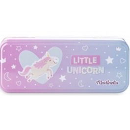 Trusa de machiaj in cutie de metal cu 3 compartimente Martinelia little unicorn
