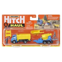 Set 2 vehicule scara 1 64 Matchbox HitchampHaul Construction Zone tilt ntip Cement trailer