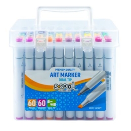 Markere cu 2 Capete 6 mm-3 mm 60 CuloriSet S-COOL