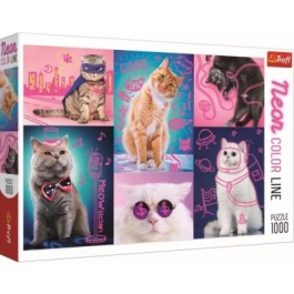 Puzzle 1000 piese Super-pisici neon Trefl