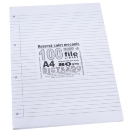 Rezerva caiet mecanic dictando cu margine liniata A4 100 file Casa Tipografica