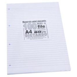 Rezerva caiet mecanic dictando fara margine liniata A4 100 file Casa Tipografica