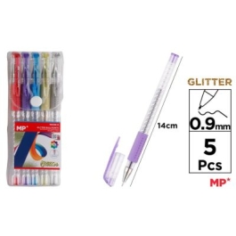 Set 5 rollere cu gel Main Paper varf 0. 9 mm culori glitter