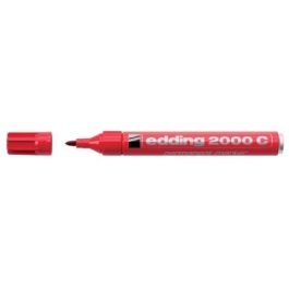 Marker permanent Edding 2000C corp metalic varf rotund 1. 5-3 mm rosu