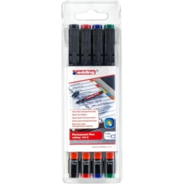 Marker permanent edding 140 S set 4 bucati corp din plastic varf rotund 0. 3 mm culori asortate