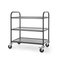 Carucior bucatarie 3 nivele, cu roti, negru mat, pentru depozitare si servire, Hendi, incarcare maxima 50 kg/nivel, 823x500x(H)950 mm