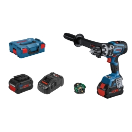 Bosch GSB 18V-150 C Masina de gaurit cu percutie brushless 150Nm + 2 acumulatori Li-Ion 18V +  incarcator 8 Ah + L-Boxx