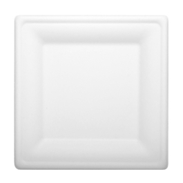 Set 50 farfurii, patrate, 200x200mm, culoare alba, unica folosinta, fabricate din trestie de zahar