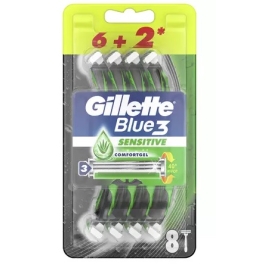 GILLETTE BLUE3 SENSITIVE APARAT DE RAS 6+2BUC