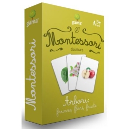 Carti de joc Montessori. Arbori: frunze, flori, fructe
