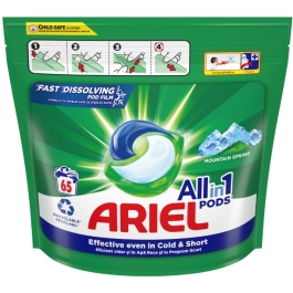 Detergent de rufe capsule 65 spalari, Ariel - All In One Pods Mountain Spring