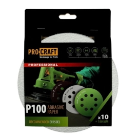 Disc abraziv pentru slefuitor cu excentric KB180.100 PROCRAFT (10 buc) Diametru: 180 mm, Granulatie: P100
