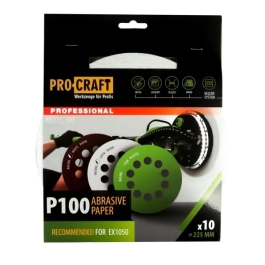 Disc abraziv pentru slefuitor cu excentric KD180.100 PROCRAFT (Set 10 buc)Diametru: 180 mm, Granulatie: P100