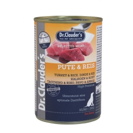 Hrana umeda, Caini, 400 g, Curcan si orez, Dr. Clauder`s Selected Meat 