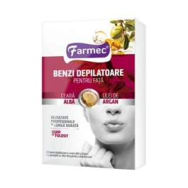 Farmec Benzi Depilatoare pentru fata Ceara alba cu ulei de argan, 20
