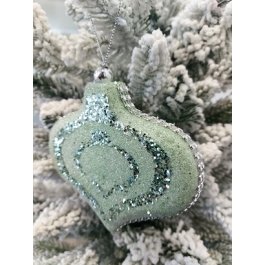 Glob plat titirez verde menta-argintiu 13 cm Xmas, Prosper