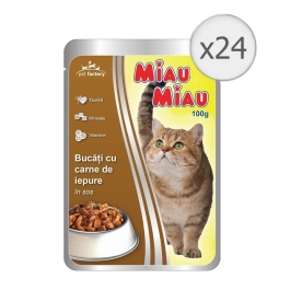 Pachet MIAU MIAU Plic iepure in sos 100G x 24 buc