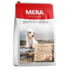 Hrana uscata Caini Junior, Curcan si Orez, 4 kg, Mera Pure Sensitive