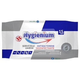 Hygienium Biocid Servetele umede dezinfectante maini 15 buc, avizat Ministerul Sanatatii