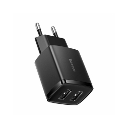 Incarcator retea Baseus Compact, 10.5W, 2x USB-A Negru