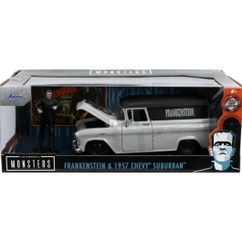 Set masinuta 1957 Chevy Suburban si figurina Frankenstein, JadaToys