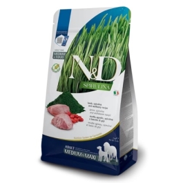 Hrana uscata caini adult de talie medie/mare, cu miel si goji, 2 kg, N&D Spirulina