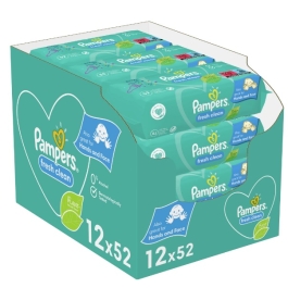 Pachet Pampers Fresh Clean Servetele umede, 52 buc x 12