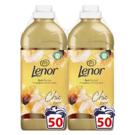 Pachet Lenor Balsam de rufe Parfumelle Gold Orchid, 50 spalari, 2x1.5L