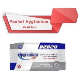 Pachet Hygienium Servetele dezinfectante maini antibacteriene umede 8 x 48 buc