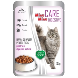 Pachet Hrana Umeda pentru Pisici, cu miel,12 plicuri x 85 g, MIAU MIAU CARE DIGESTIVE