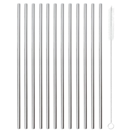 Set 12 paie din inox si perie, culoare argintie, lungime 215 mm