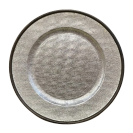 Platou plastic argintiu-negru 32.5 cm