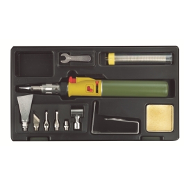 Proxxon 28144, MICROFLAM MGS arzator si statie lipire, aprindere piezo, reglaj aer si gaz, rezervor 20ml, 1.300 °C, + accesorii